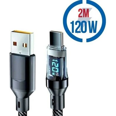 Agemeo ACD2M120W Megatech USB A-C propojovací s displejem 120W 2m černý