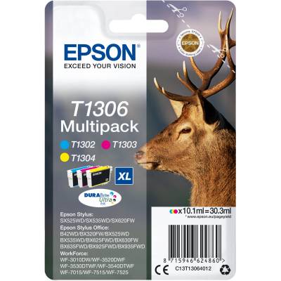 Epson Комплект 3 глави за Epson Stylus Office BX630 Series/WorkForce WF3500 Series - Ink - T1306 / C13T13064012 - C/M/Y - Multipack - PN C13T13064012 (C13T13064012)