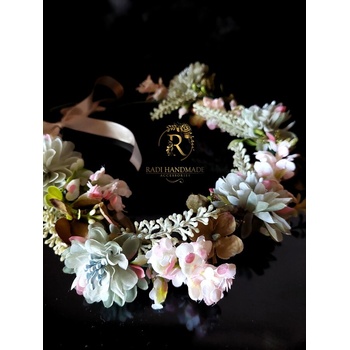 Radi handmade Венче за глава със зелени цветя и хортензии (830)