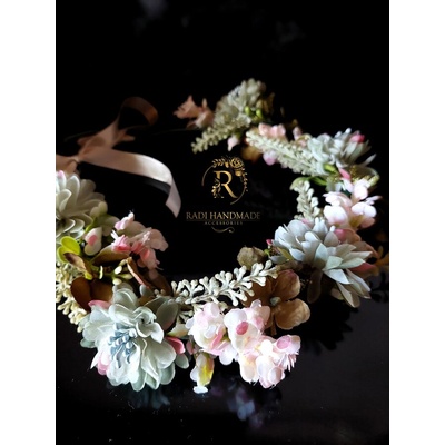 Radi handmade Венче за глава със зелени цветя и хортензии (830)