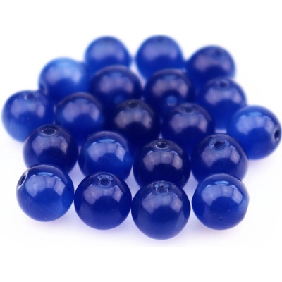 Pro Háčkování Skleněný korálek kočičí oči 8 mm tmavě modrý