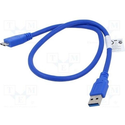 Lanberg CA-US3M-10CC-0005-B USB 3.0; USB A zásuvka,USB B micro vidlice, zlacený, 0,5m, modrý
