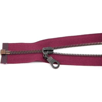 Deliteľný kovový starokovový zips č.5 viac farieb - dĺžka (30 - 100 cm) 80 cm vínová