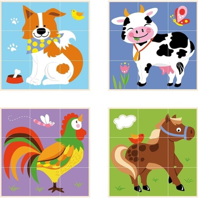 Viga puzzle z kociek zvieratká z farmy