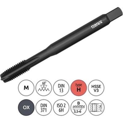 Narex Ždánice 041537066100000 - Závitník strojní M 10,0 x 1,5mm ČSN 22 3043 kód 1590/OX lícování ISO2 (6H) DIN, 371