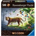 Ravensburger Дървен пъзел Ravensburger от 500 части - Тигър в джунглата (17514)