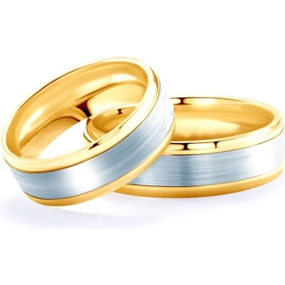 SAVICKI Сватбени халки: двуцветно злато, плоски. 6.5 мм