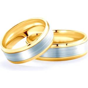 SAVICKI Сватбени халки: двуцветно злато, плоски. 6.5 мм - savicki - 2 892,67 лв