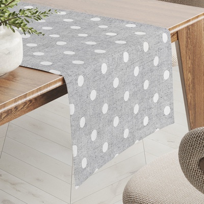 Biante behúň Porto PRT-018 Biele bodky na sivom režnom 20x120 cm
