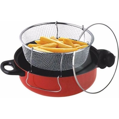 24 см тънкостенна тенджера с кош за пържене и стъклен капак (8136)