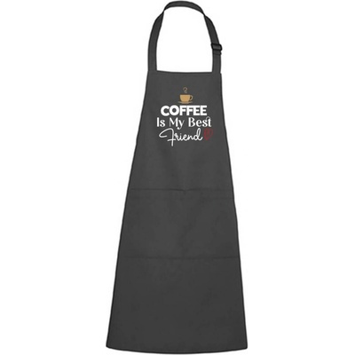 Dobrý Triko Zástěra s potiskem Coffee is my friend Antracitová