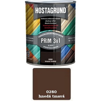 Barvy a laky Hostivař Hostagrund PRIM 3v1- mutifunkčná základná i vrchná farba 280 hnedá tmavá 0,6 l