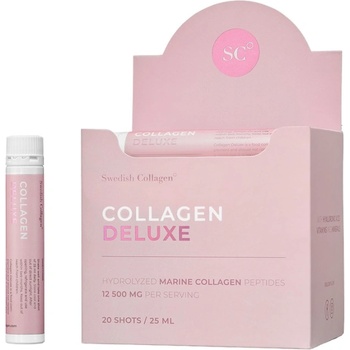 Swedish Collagen Collagen Deluxe Liquid | Hydrolyzed Marine Collagen Peptides with Hyaluronic Acid, Vitamins and Minerals [20 x 25 мл] Неовкусен