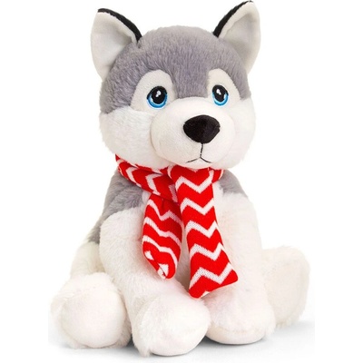 Keel Toys Keeleco, Eкологична плюшена играчка, Хъски със шалче, 25 см (SX1932)