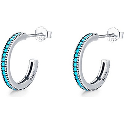 Lunica Stříbrné náušnice TYRKYSOVÝ KRUH 0554