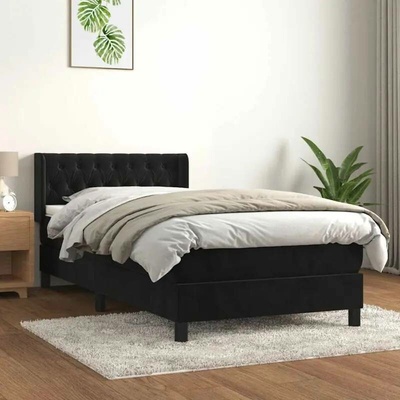 vidaXL Box spring postel s matrací samet černá