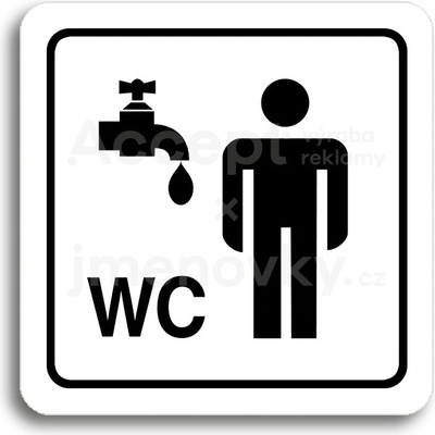 ACCEPT Piktogram umývárna, WC muži - bílá tabulka - černý tisk