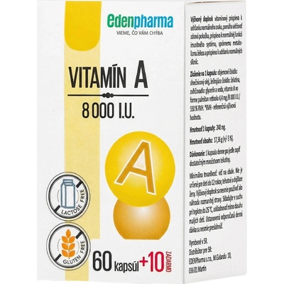 EDENPharma Vitamín A 8000 I.U.60+10 kapsúl