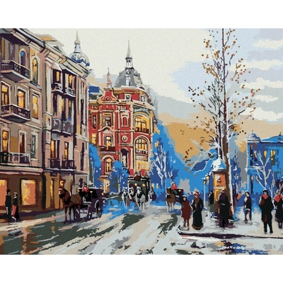 ZUTY Malování podle čísel ZIMNÍ MĚSTSKÁ ULIČKA 40 x 50 cm