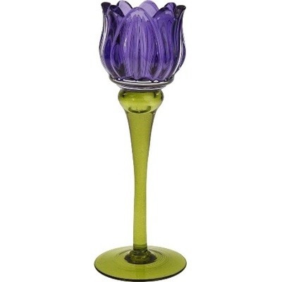 Werner Voss Sklenený svietnik Tulipán 21,5 cm lila