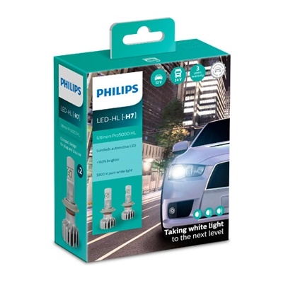 Крушка, LED, фар за дълги светлини PHILIPS H7, 12/24V, 15W, 5800K, 1200lm, 2 бр
