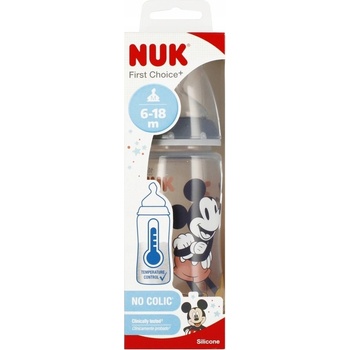 Nuk kojenecká láhev na učení Disney Mickey s kontrolou teploty šedá 300 ml