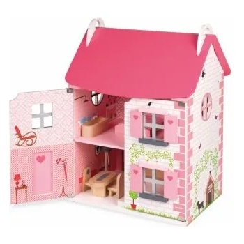 Janod - Дървена къща за кукли - Обзаведена (J06581)