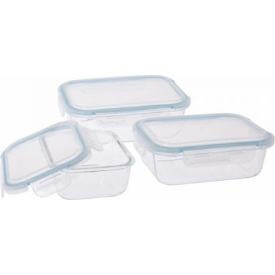 Bigbuy Home Sada svačinových nádob 3 kusy sklo polypropylen