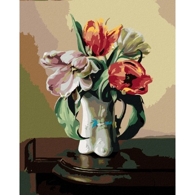 Zuty Malování podle čísel ZÁTIŠÍ TULIPÁNY V PORCELÁNOVÉ VÁZE NA STOLE PIETER WAGEMANS
