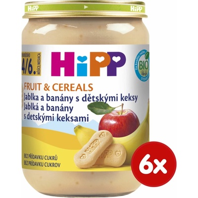Hipp BIO Jablká a banány s keksami 6 x 190 g