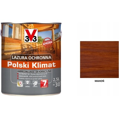Lazura na dřevo V33 Polský Klimat 7 let ochrany 2,5l mahagon