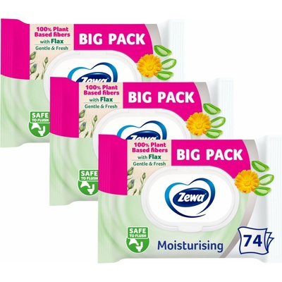 Zewa Moisturising BigPack Vlhčený 3 x 74 ks
