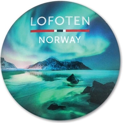 Kulatý magnet Lofoten NORWAY - polární záře