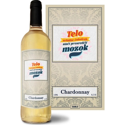 Sablio Telo zvládne čokoľvek, stačí presvedčiť mozog Chardonnay biele suché víno 12 % 0,75 l (čistá fľaša)