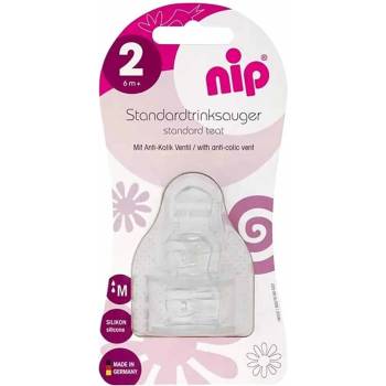 NIP Силиконови биберони NIP - Anti-colic vent, flow M, 6 м+, 2 броя (4000821330078)