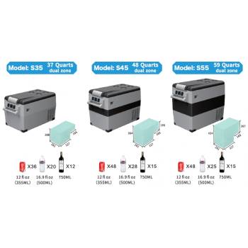 Diniwid Портативен хладилник за кола и камион с компресор Diniwid S55, 12/24/220 V, 55 L (Diniwid S55)