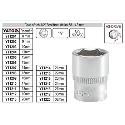 Yato Šestihranný bit 1/2 - 22 mm