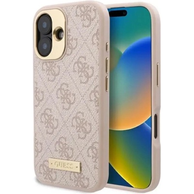 GUESS Калъф Guess 4G Logo Plate MagSafe iPhone 16 - розов (3666339340148)