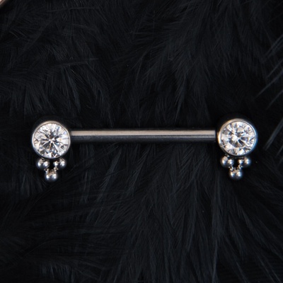 CryptoEshop Titanový piercing do bradavky s čirým zirkonem Lola 1,6 mm 14 mm W106-144