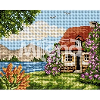 Image 1 of Milena Style Къща край езерото - гоблен с щампа без конци