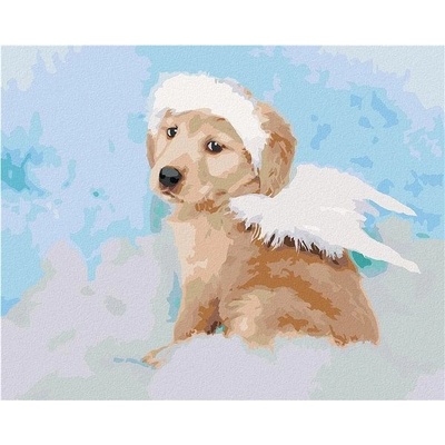 Zuty Malování Podle Čísel Pes Anděl Na Obláčku 80 x 100 Cm Plátno