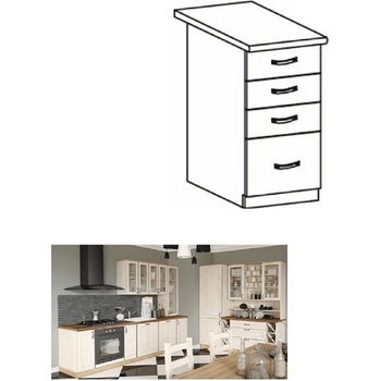 Долен шкаф с чекмеджета Royal D40S бяло и северен бор