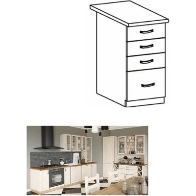 Долен шкаф с чекмеджета Royal D40S бяло и северен бор