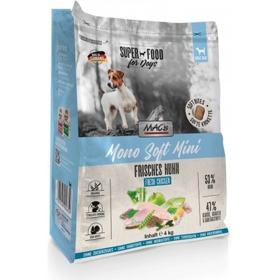 MAC's Mac’s Mono Soft FRESH Dog ADULT MINI GRAIN FREE - висококачествена ПОЛУ-ВЛАЖНА храна за пораснали кучета от мини породи само един източник на животински протеин - ПИЛЕ, 4 кг - Германия - 90261