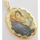 Klenoty Budín 3320091 Velká gravírovaná zlatá smaltovaná madonka svatá Madona s dítětem 3320091