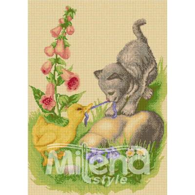 Milena Style Патенце и котенце - гоблен със схема конци Ariadna 1: 1