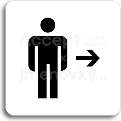ACCEPT Piktogram WC muži vpravo - bílá tabulka - černý tisk bez rámečku