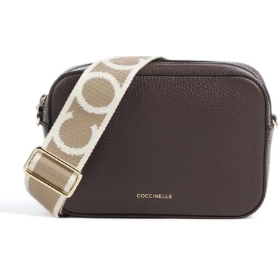 Coccinelle kožená crossbody kabelka malá tmavě hnědá