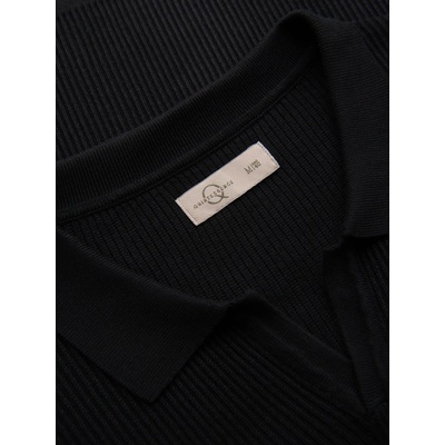 Ombre buttonlEss polo shirt with open collar black