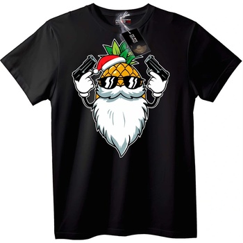 NOONEBRAND Тениска Ананас Санта с пушка - M, Black